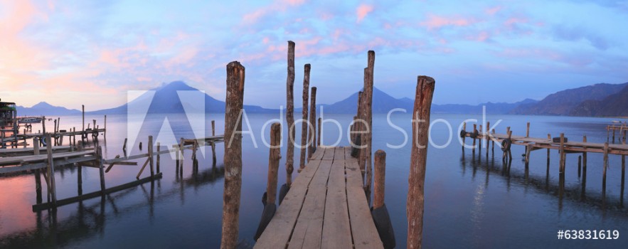 Bild på Pier on the Atitlan Lake in Guatemala at Sunrise